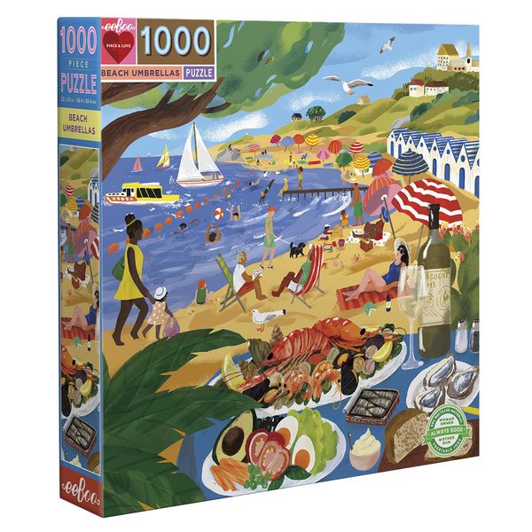 eeBoo Square Family Puzzle - Beach Umbrellas: 1000 Pieces