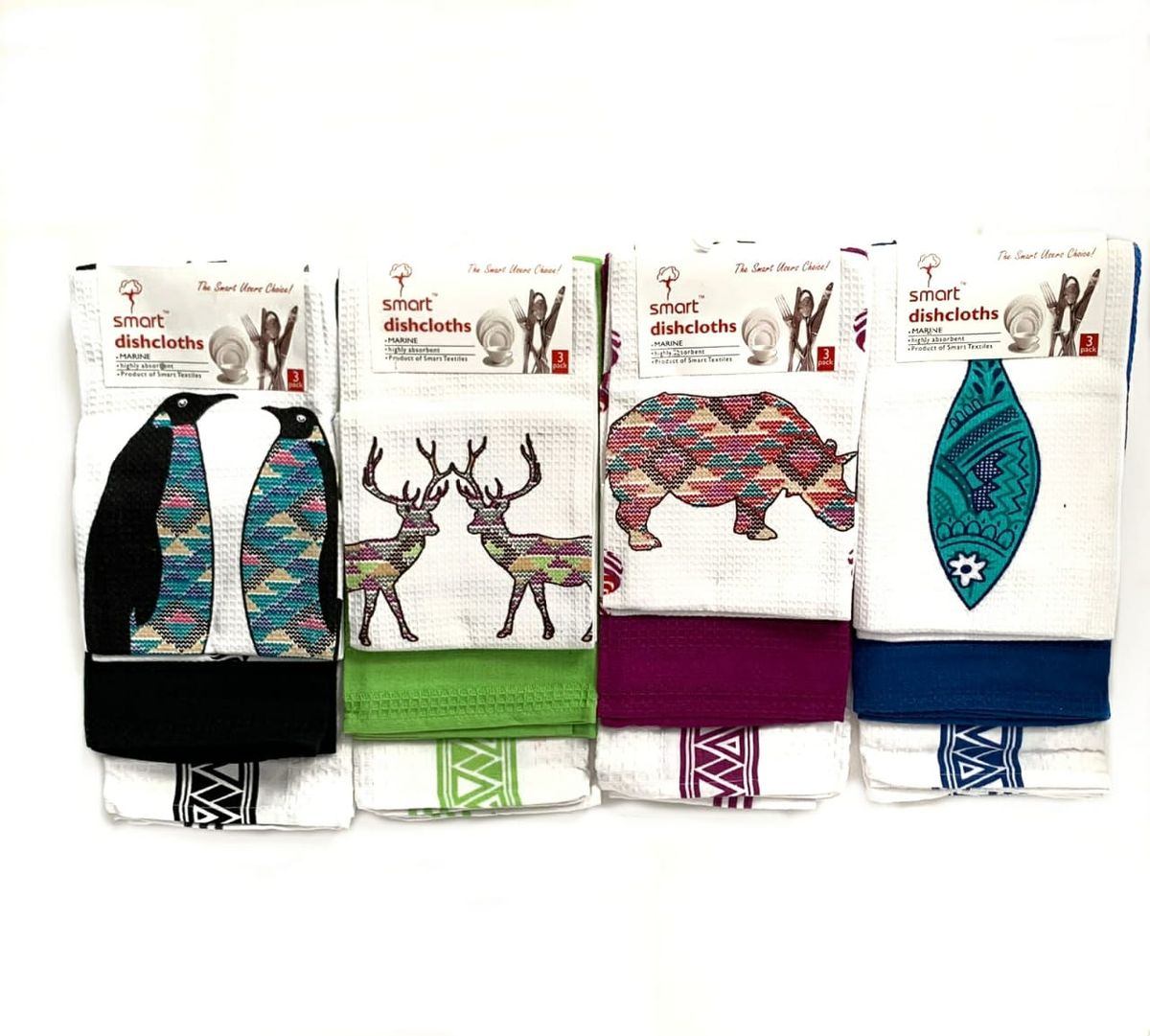 Smart Dish Cloth 100 Cotton Animal Print Ref85 12 Pieces Pack