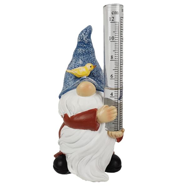 Decor Resin Garden Gnome Rain Gauge Lawn Ornament (20cm)