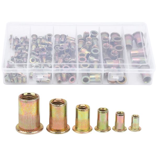 200 Pieces Zinc Rivet Nut Assortment (M3-M8)