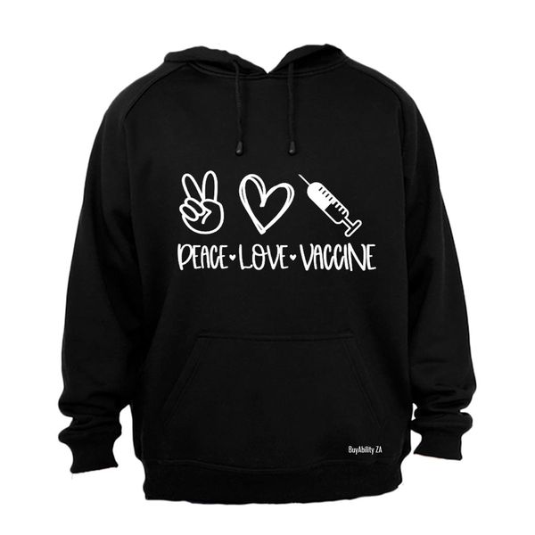 Peace. Love. Vaccine - Mens - Hoodie - Grey