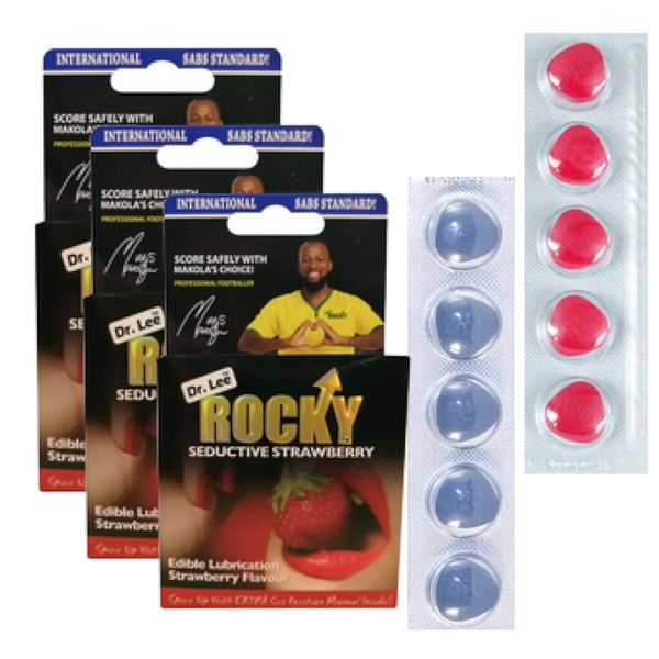 Dr lee rocky 3 set Seductive Strawberry Condoms with 10 Performance Tablets