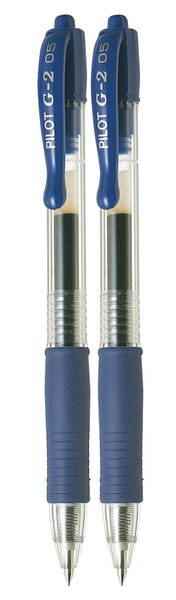 Pilot G-2 0.5 Fine Nib Gel Retractable Pen Pack of 2 - Blue
