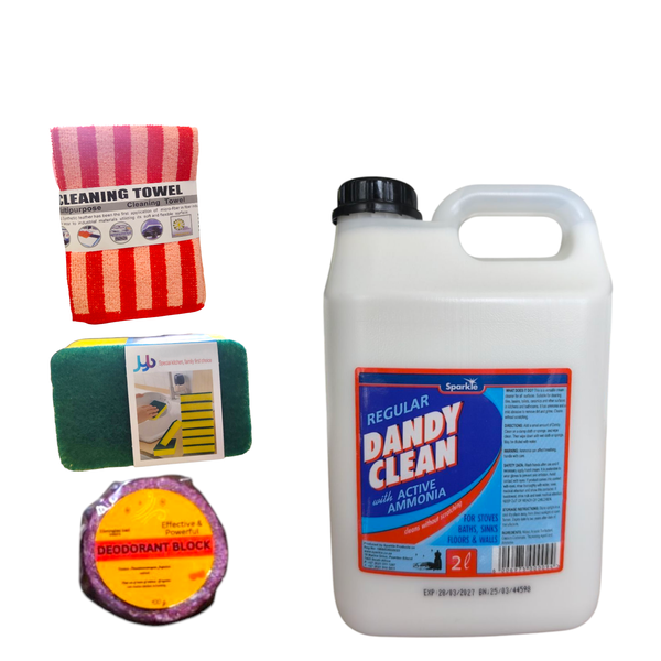 Sparkle - Dandy Clean 2 Litres &amp; Accesorries Cleaning Combo with Deo Block