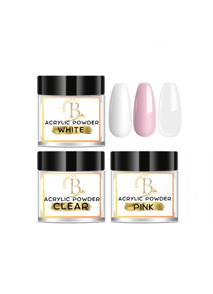 Empress B Professional Acrylic Powder Set (Clear, White, Pink)