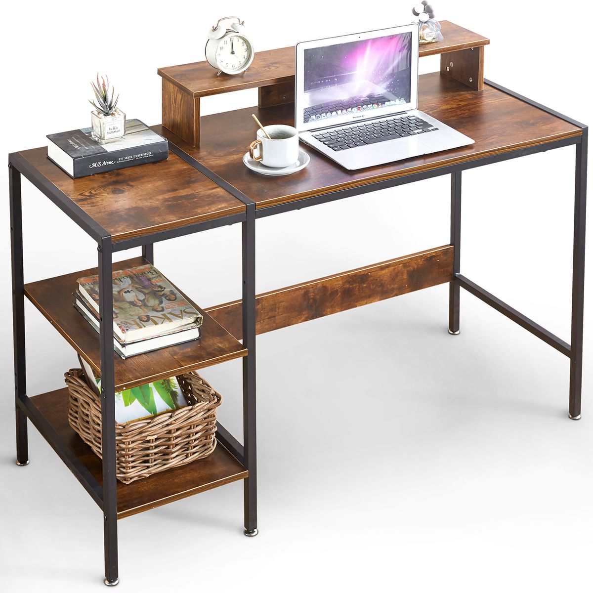 Work Desk Office Computer Table Book Shelf Storage Rack Desk