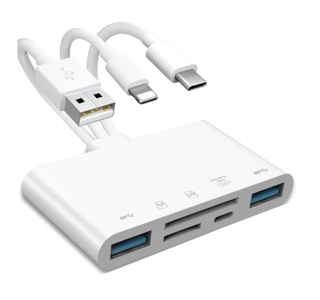 5 in 3 Memory Card Reader for iOS, iPhone, iPad, Android, Laptop, OTG, camera