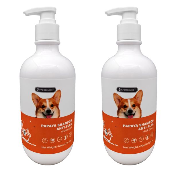 Bonne Douche Dog Shampoo 2 Pack - Papaya Anti-Flea Shampoo 470ml
