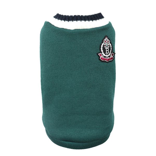 Autumn and Winter Knitted Vest V-neck Vest Fashion Dog Clothes Green M
