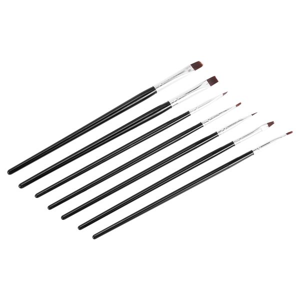 7 x Acrylic Uv Gel Nail Brush Set Gel Brush Brush Nail Art Design Pen Black