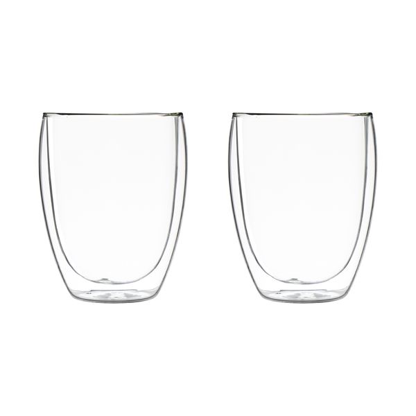 Consol Roma Double Wall Borosilicate Glass Coffee Cup 2PK, 350ml