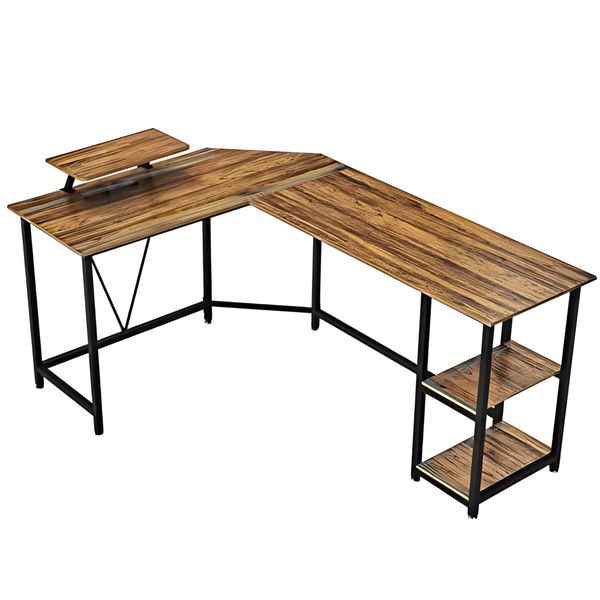 L Shaped Computer Desk with Shelves Reversible Corner Gaming Desk