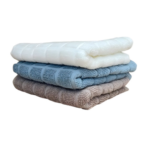 Premium Waffle Weave Face Towel - 100% Cotton (500gsm) - 3 Pack