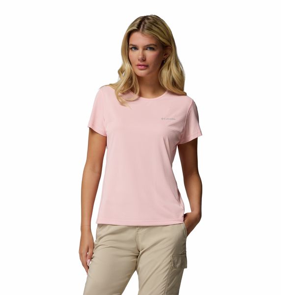Columbia Women's Zero Rules Light Short Sleeve Crew Shirt Pink Sand