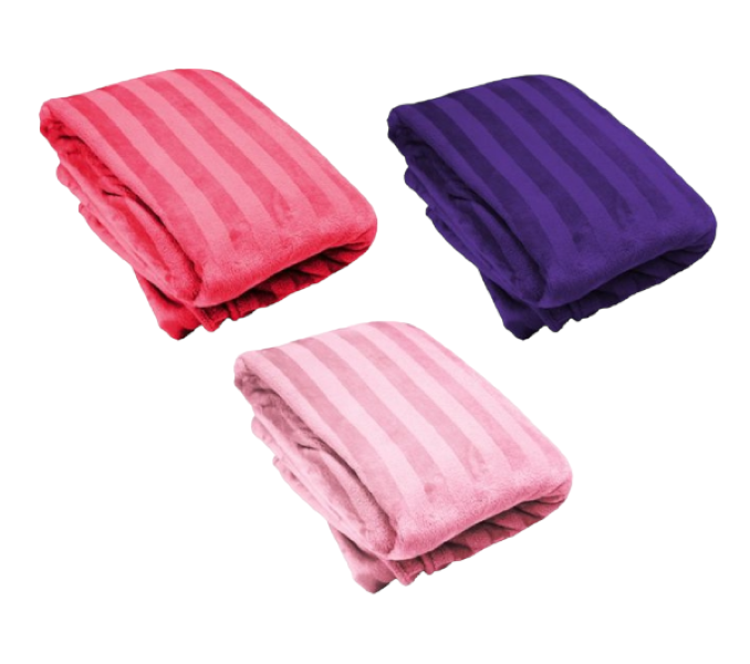 200cm x 150cm Fleece Blanket - Striped 3 pack Pink/Purple/Cerise