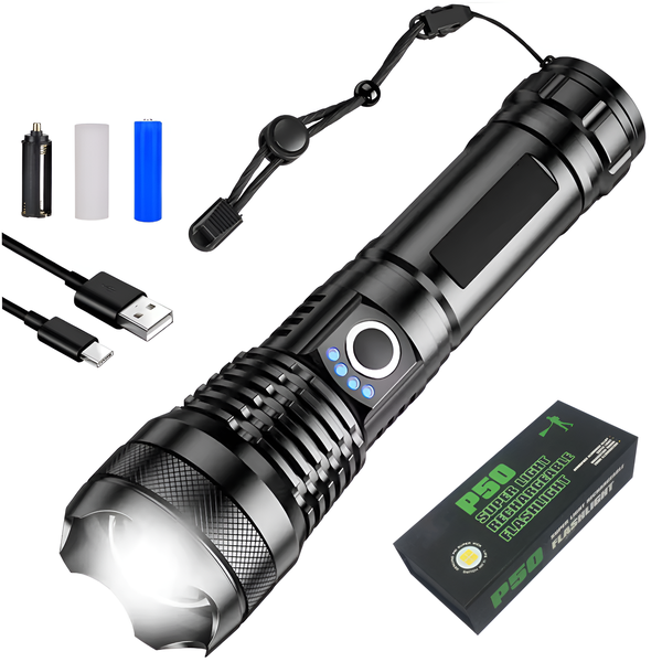 Multifunctional Super Strong Light Rechargeable Telescopic Flashlight-P50
