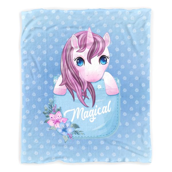 Pocket Unicorn Baby Fleece Blanket