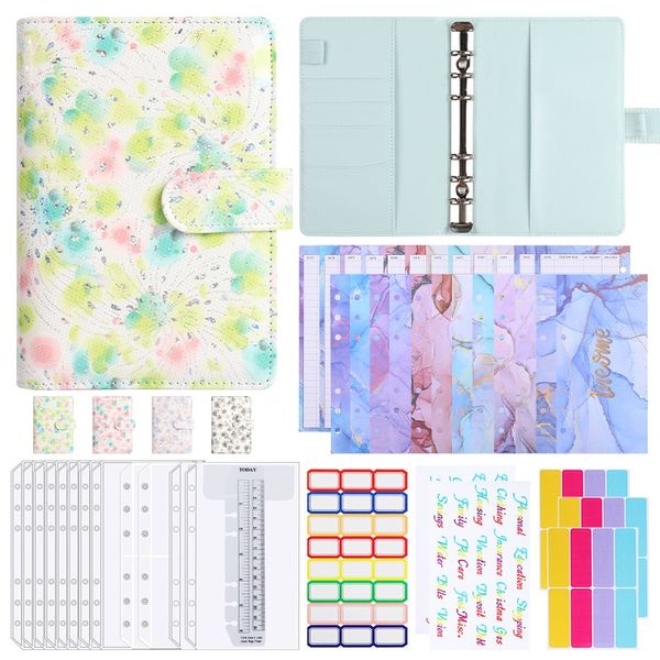 A6 Budget Binder Notebook with Accessories (Watercolor Flowers)