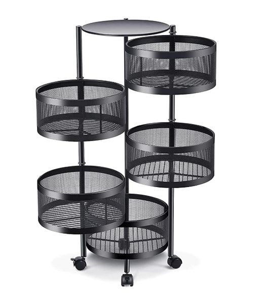 4-Tier Rotating Kitchen Storage Rack with Wheels