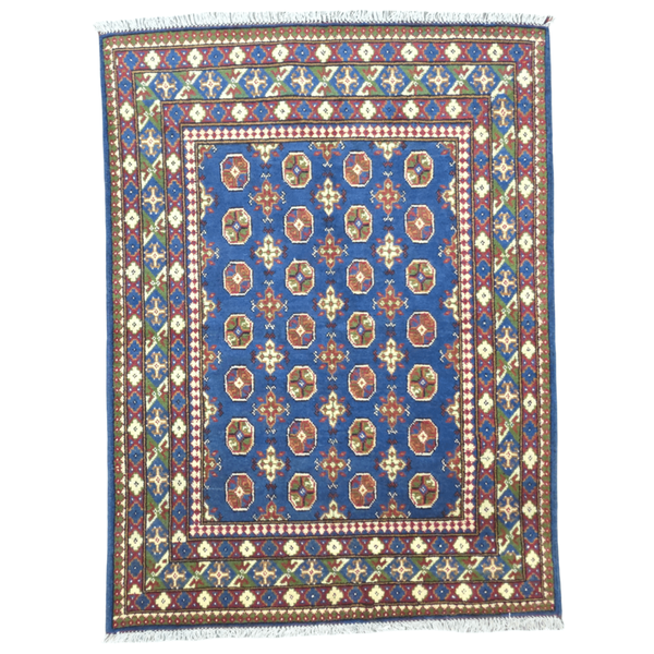 197 x 150 cm - Handmade Color Afghan Pure Wool Rug/Carpet