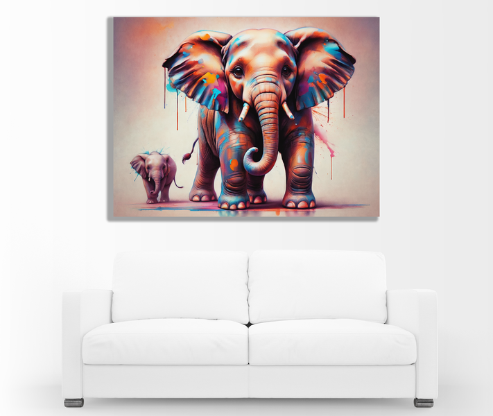 0164 Abstract Colorful Elephant Canvas Wall Art