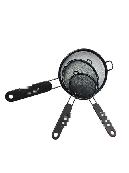 3 Piece High Quality Stainless Steel Strainer-Black-8cm/12cm/14cm