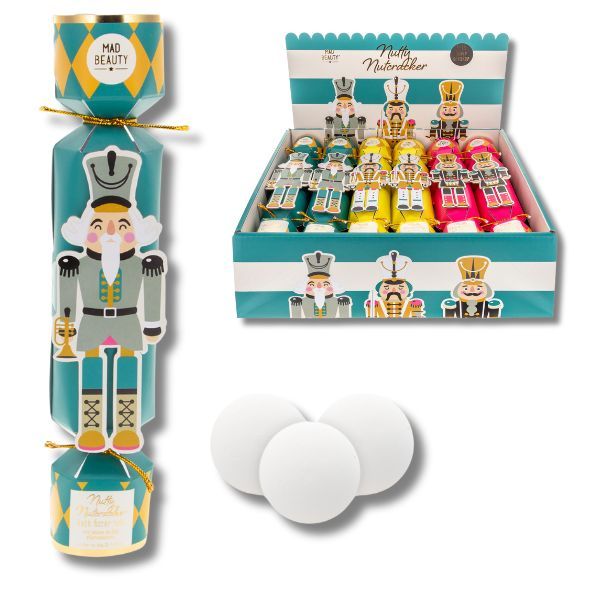Nutty Nutcracker Bath Fizzers Trio - Bulk 12 Christmas Bath Bombs Crackers