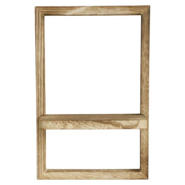 Rustic Wall-Mounted Frame With Built-In Shelf - Solid Wood