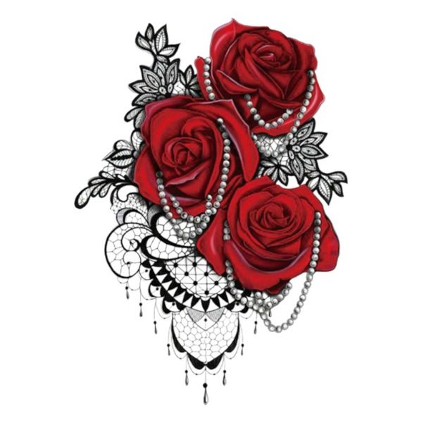 Rose Pearls Semi-Permanent Tattoo - Black