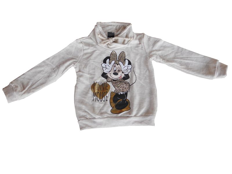 Kids' Minnie Mouse Sweatshirt, Long-Sleeve, High Collar, Beige, Age 2-5