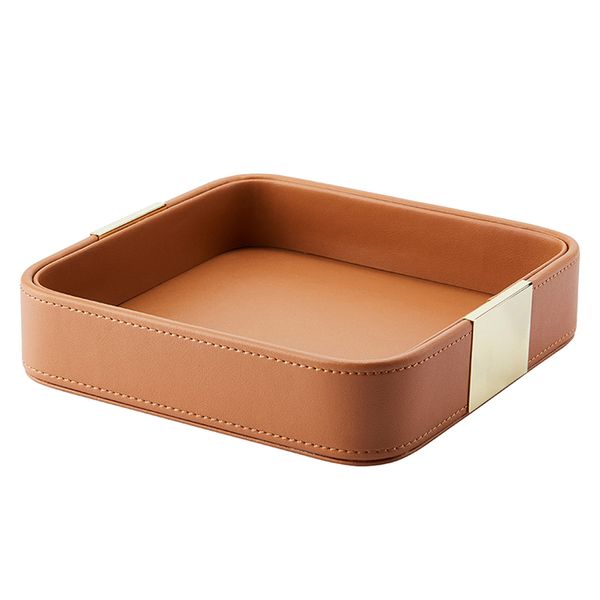 Leather Desktop Storage Tray Square Storage Key Tray European Jewelry