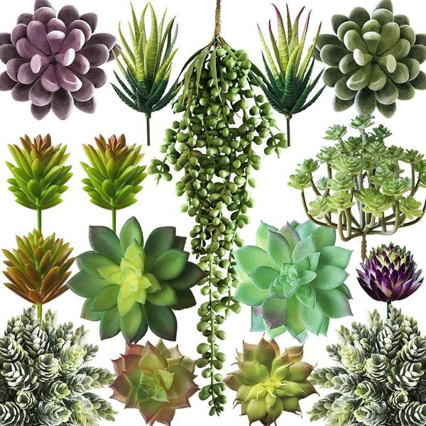 Artificial Succulent Plants 16 Pack Set for Wall Decor &amp; Arrangements