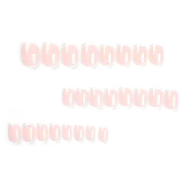 Simple Pink And White Press On Nail Art Nude False Nails