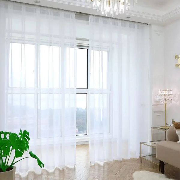 Readymade Curtain Plain Linen Voile -Taped - Off White - 150cm W x 250 cm H