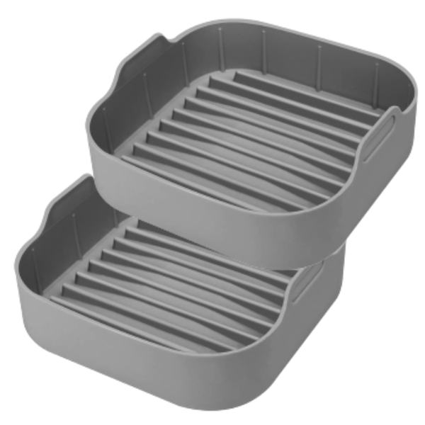 Air Fryer Basket BPA Free Heavy-Duty Square Food Grade Silicone - 2 Pack
