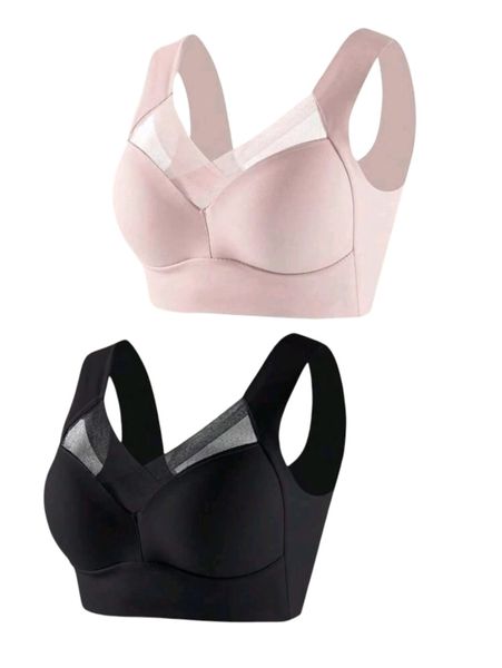 2 Pieces Seamless Black &amp; Pink Bra