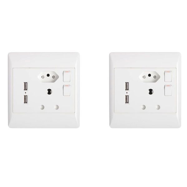 JB Luxx 16A Double Wall Socket with 2 USB Slots (4x4) - Set of 2