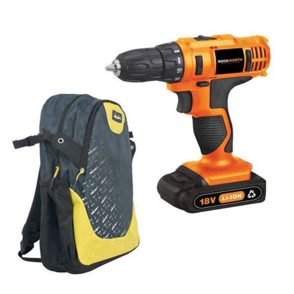 Rockworth - 18V Cordless Drill Combo with Alpen Rucksack Back Pack