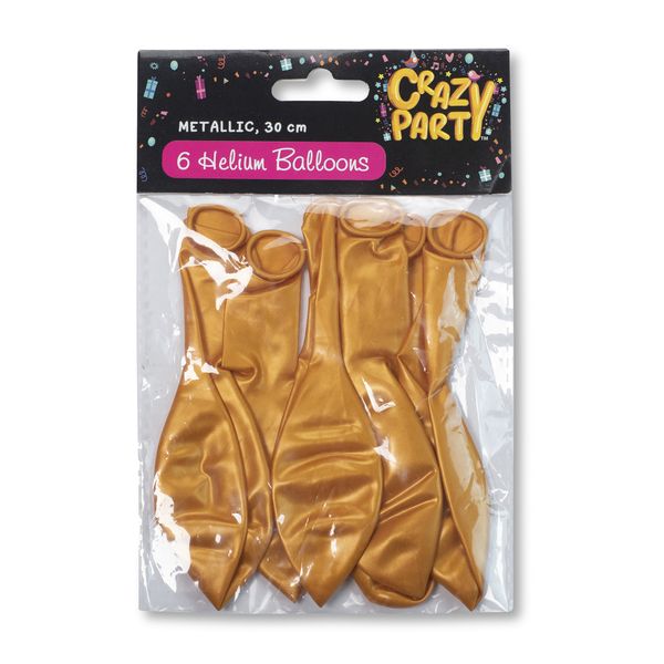 Helium Balloons - Latex - Metallic - Gold - 30cm - 6 Piece
