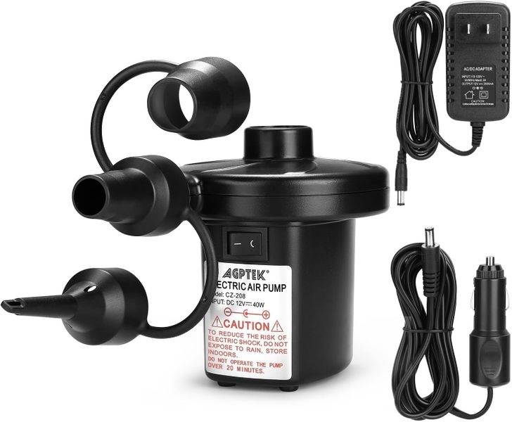 Two-Way Electric Air Pump - Dual AC/DC Power - 3 Nozzles