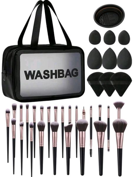 High-Quality Large Makeup Tool Set with Travel Bag - Set of 38 (Black)