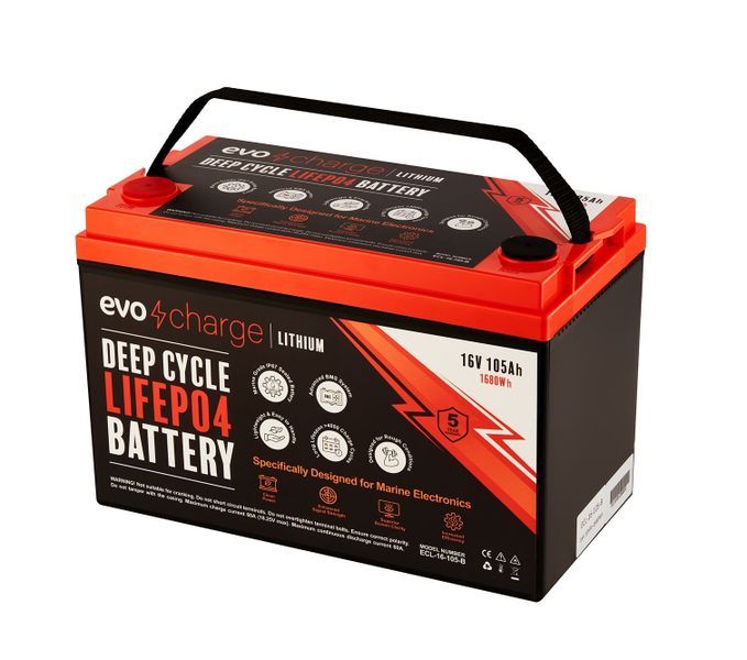 EvoCharge 16V 105Ah LiFePO4 Lithium Battery