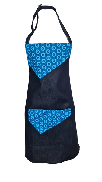 Selphies MoAfrika Denim 3 Cats African Print Shweshwe Apron Denim Apron