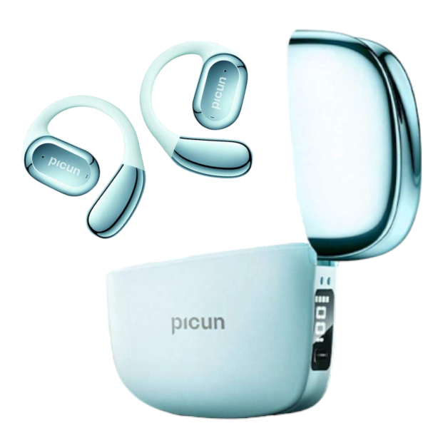 PICUN - H1S - Voice Control Earbuds With LED Power Display Case -Light Blue