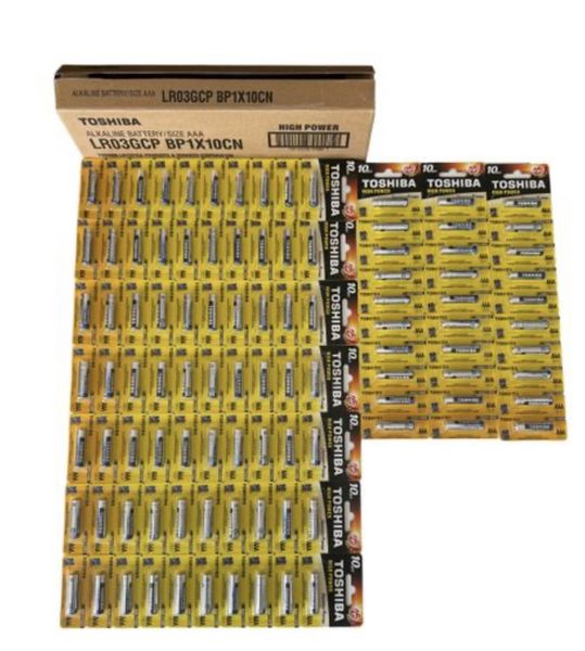 TOSHIBA AAA Alkaline Battery - Bulk 100 Pack