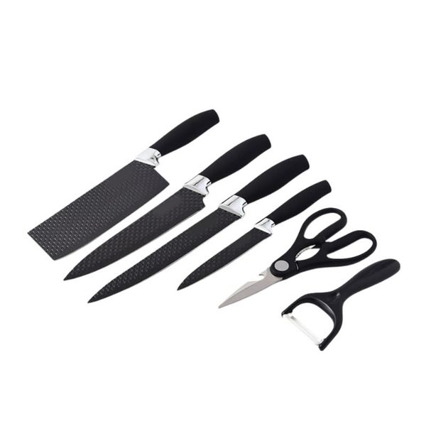 Black Stone Coated Finish 6-Piece Non-Stick Knife Set GA-002