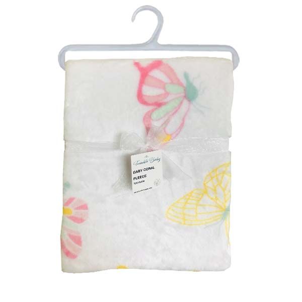 Butterflies Coral Fleece Baby Blanket- 75x100cm