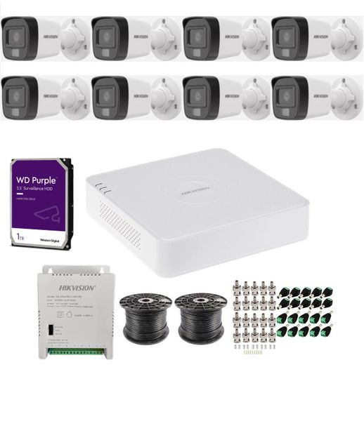 Hikvision 8CH 1080P Smart Hybrid Dual Light - Cameras With Audio - 1TB HDD