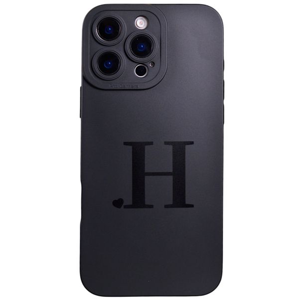 Phone Case with Initial H and Pro Camera Compatible with Iphone 16 Pro Max - Matte Black