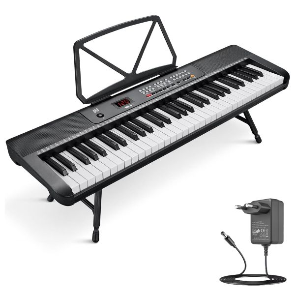 thl 61-Key Compact Keyboard Piano with Foldable Mini Stand, 255 Timbres
